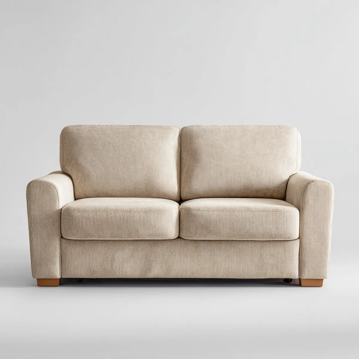 Canapé 2 places beige 158 x 88 x 86 cm en velours côtelé polyester forme droite
