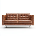 Canapé 2 places marron en cuir synthétique PU capitonné 180 x 85 x 84 cm