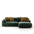 Canapé d’angle 4 places vert foncé en velours côtelé polyester avec méridienne droite 280 x 165 x 85 cm