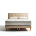 Lit double avec matelas 160 x 200 cm beige en polyester forme rectangulaire