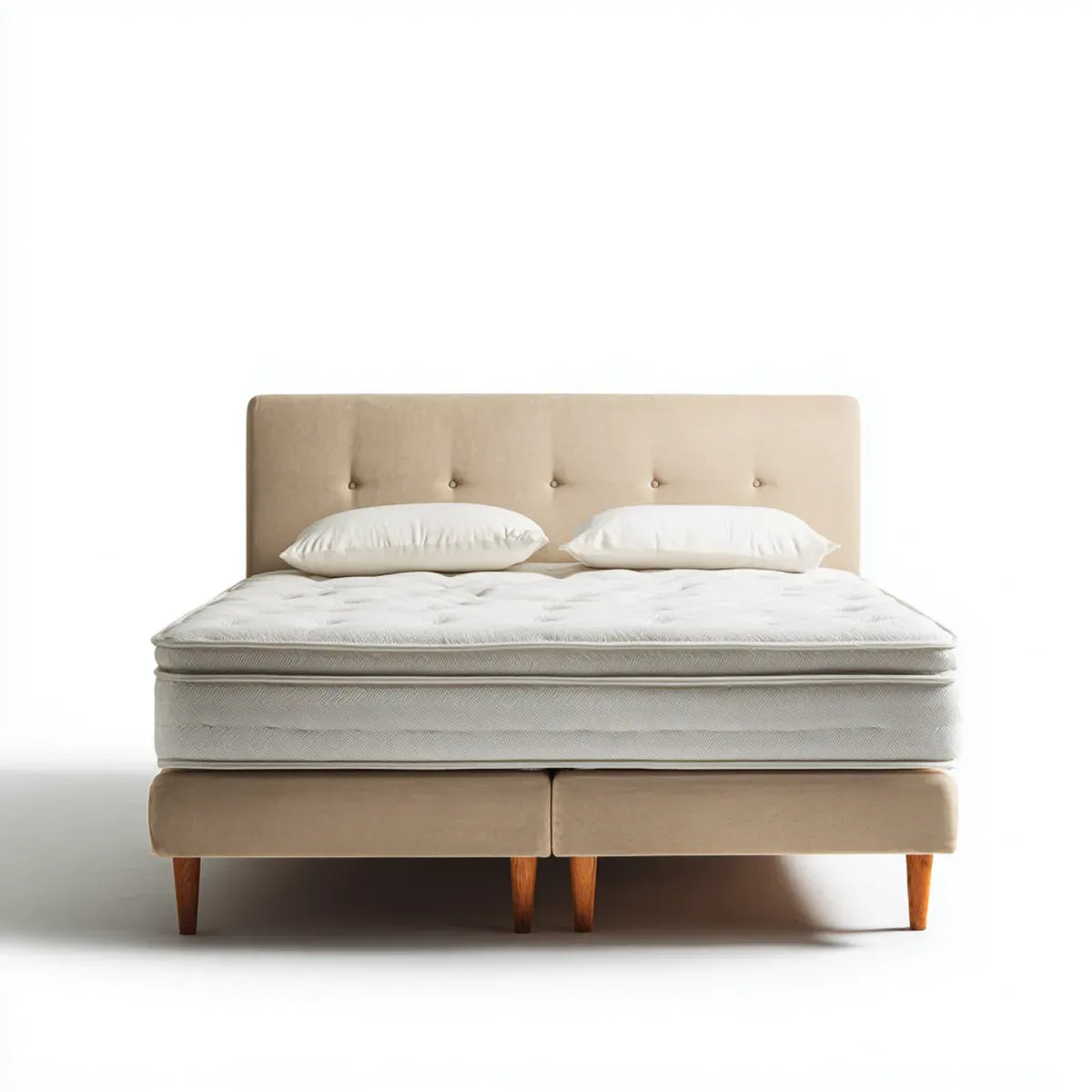 Lit double avec matelas 160 x 200 cm beige en polyester forme rectangulaire