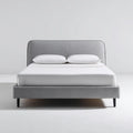 Lit double rembourré gris en polyester rectangulaire 160 x 200 cm
