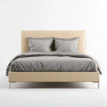 Lit double capitonné beige 160 x 200 cm en cuir synthétique PU rectangulaire