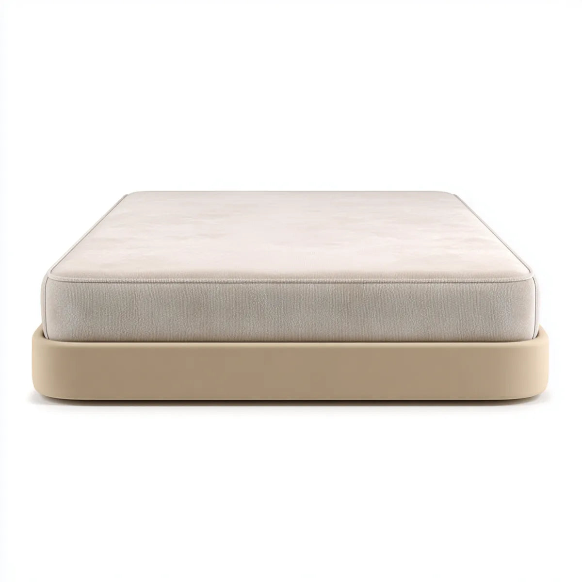 Lit double avec matelas beige 160 x 200 cm en MDF et polyester forme rectangulaire