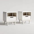 Lot de 2 tables de chevet blanches en MDF rectangulaires avec tiroir et niche 40 x 35 x 55 cm