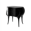 Table de chevet 2 tiroirs noire 60 x 40 x 65 cm MDF laqué forme arrondie