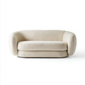 Canapé 2 places crème en polyester bouclette forme arrondie 150 x 85 x 75 cm