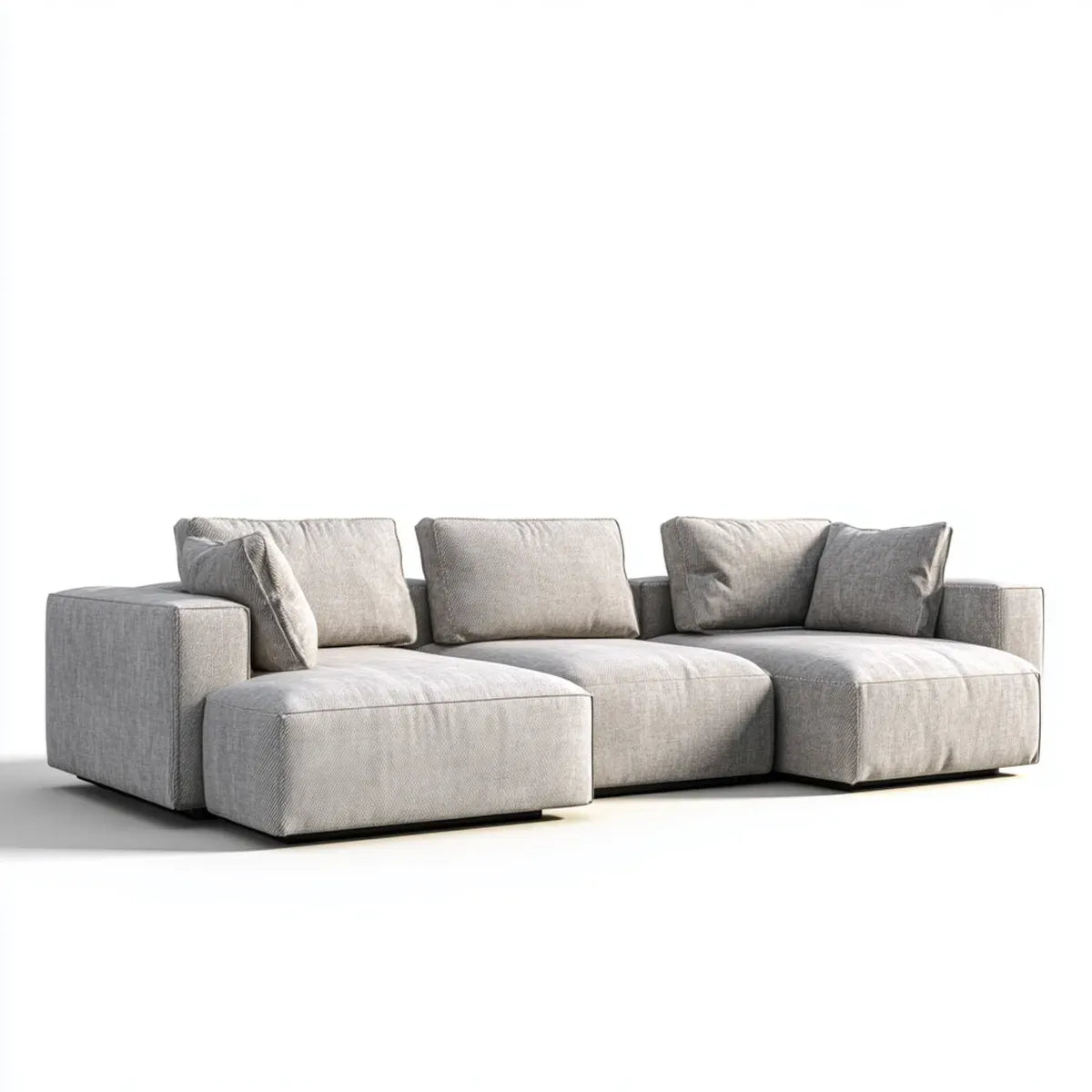 Canapé 3 places modulaire gris clair en polyester forme droite 300 x 105 x 78 cm