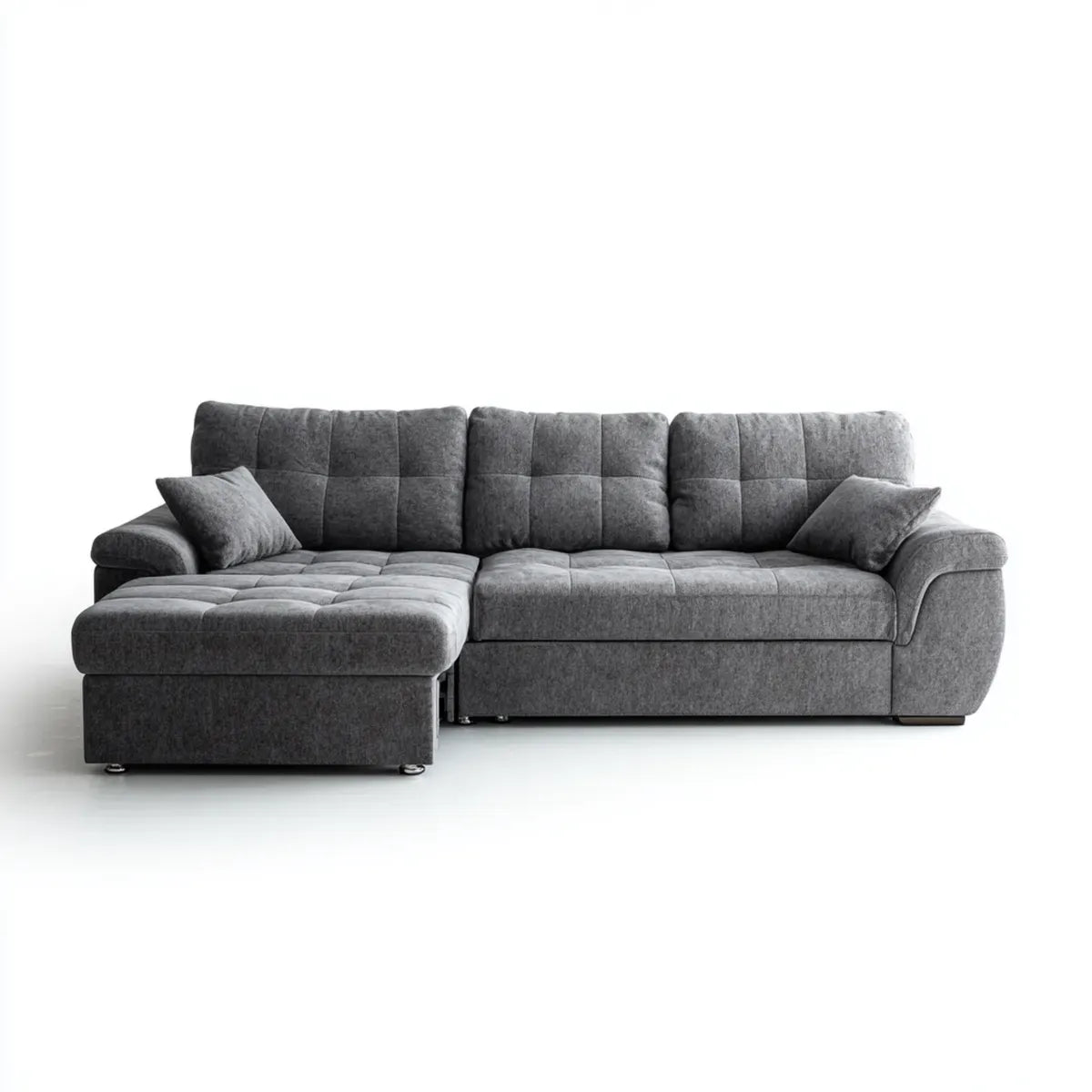 Canapé d’angle convertible gauche gris anthracite 3 places 260 x 160 x 90 cm en polyester forme L