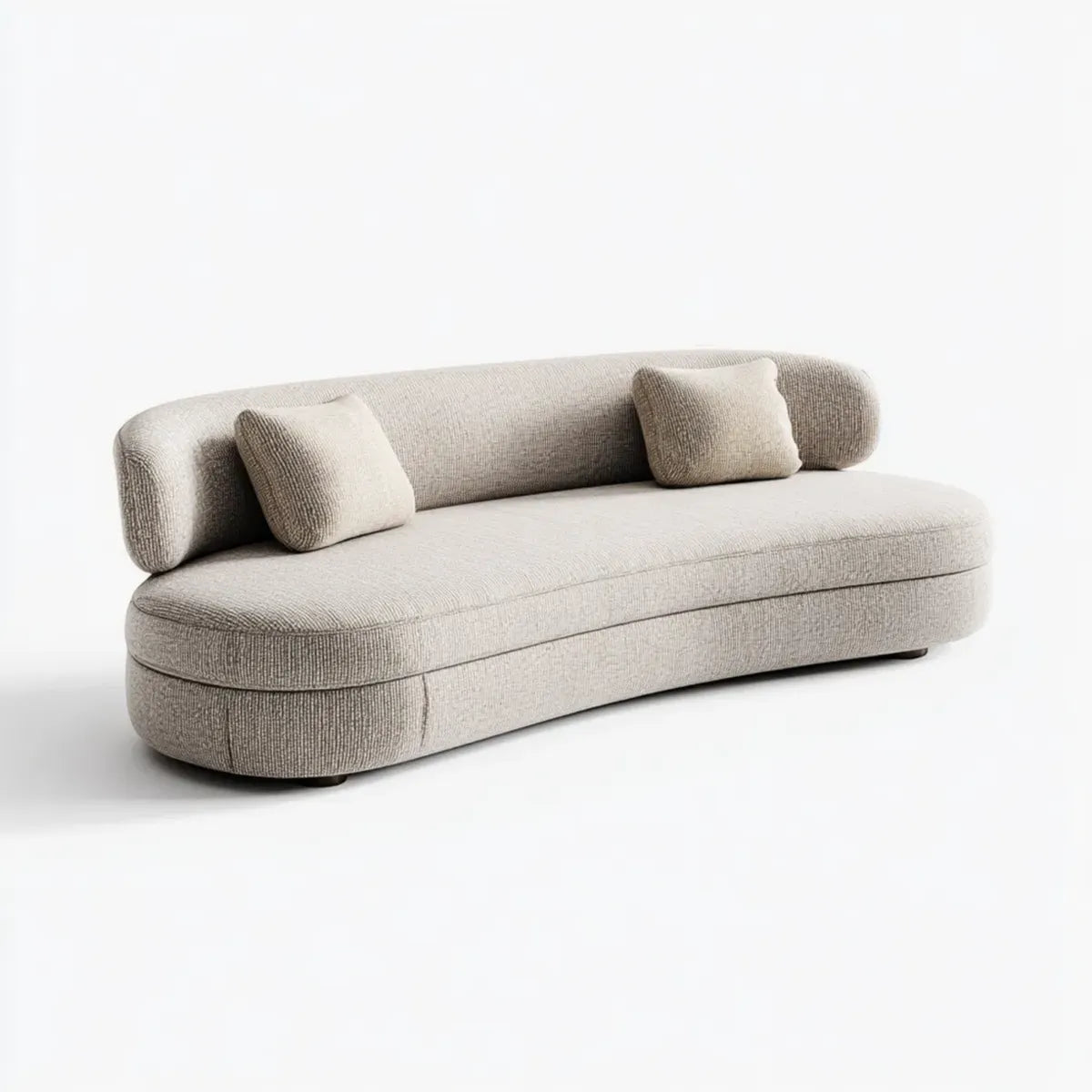 Canapé 3 places beige 220 x 95 x 70 cm en polyester forme arrondie