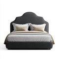 Lit double capitonné gris anthracite 160 x 200 cm en polyester avec tête de lit arrondie