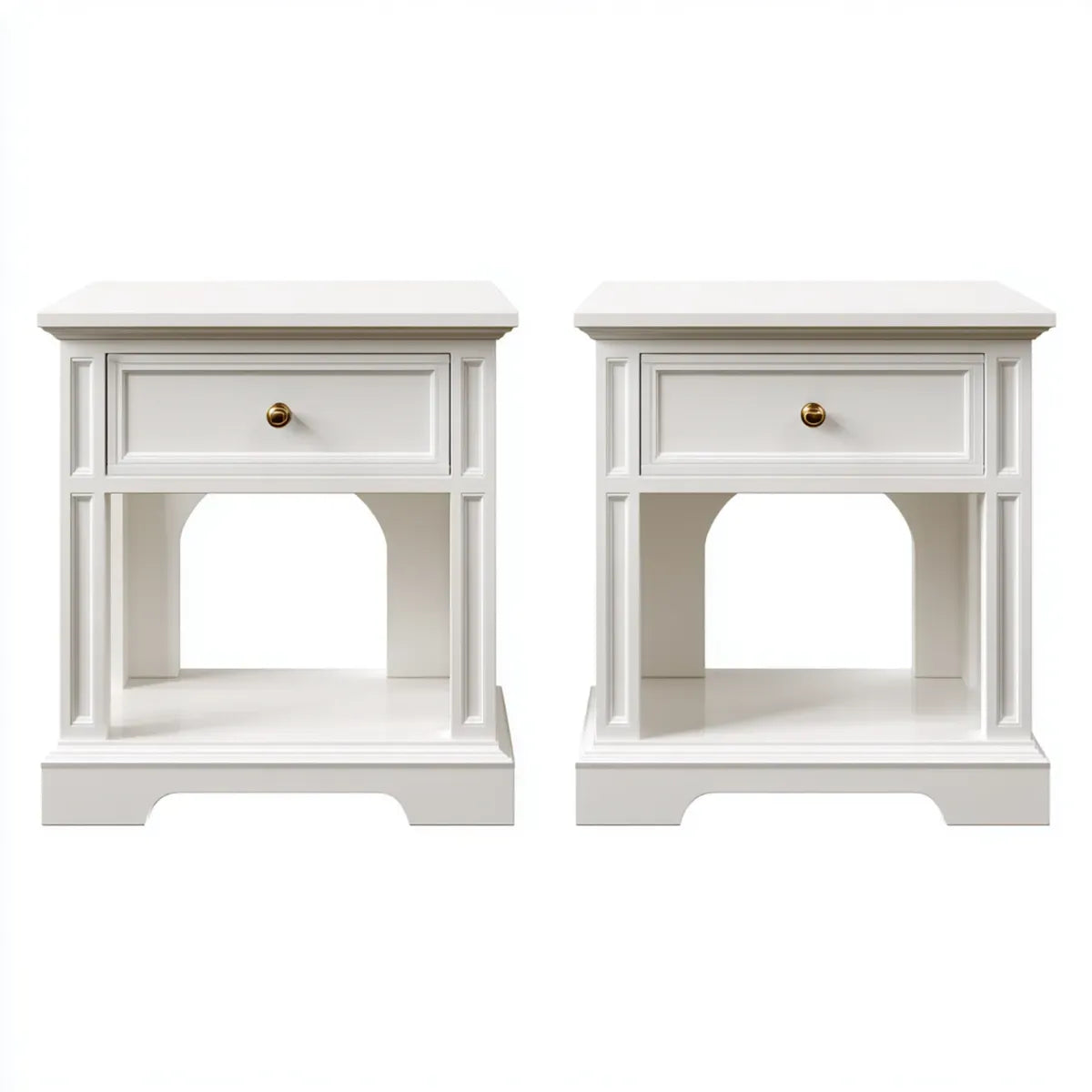 Lot de 2 tables de chevet blanches en MDF rectangulaires 50 x 40 x 60 cm avec tiroir