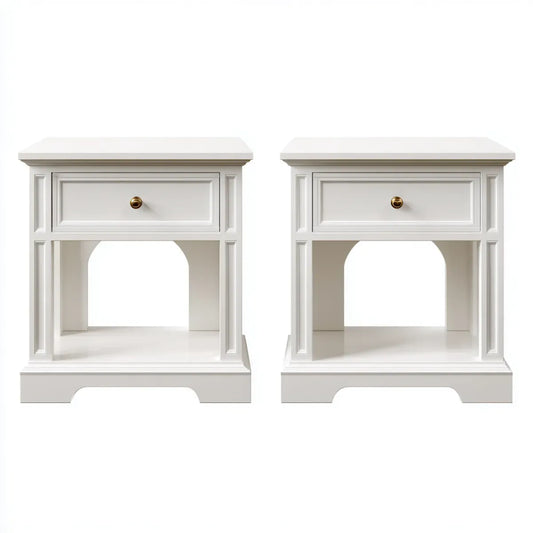 Lot de 2 tables de chevet blanches en MDF rectangulaires 50 x 40 x 60 cm avec tiroir