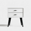Table de chevet blanche et noire à 2 tiroirs en MDF 60 x 40 x 60 cm