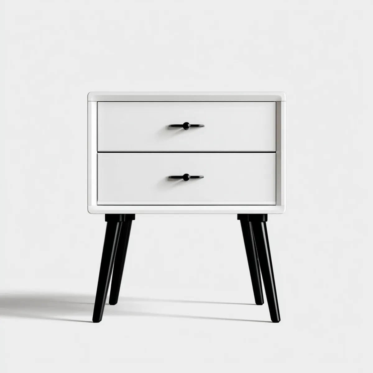 Table de chevet blanche et noire à 2 tiroirs en MDF 60 x 40 x 60 cm
