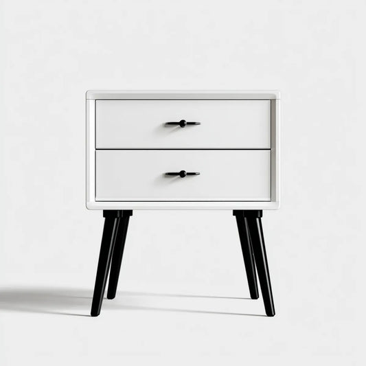 Table de chevet blanche et noire à 2 tiroirs en MDF 60 x 40 x 60 cm
